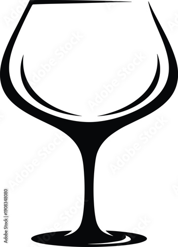 Minimalist Black and White Wine Glass Vector Illustration Featuring Elegant Curved Lines for Restaurant Branding Wine Tasting and Luxury Events.