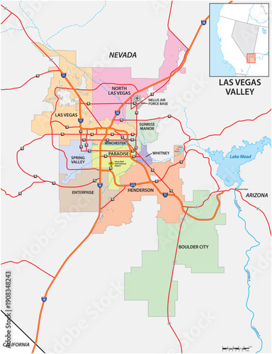 Map of the Las Vegas Valley metropolitan area, Nevada, United States