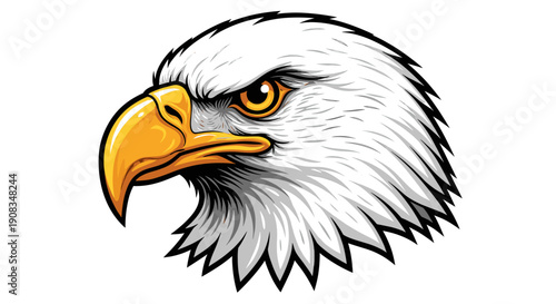Pixel Art Eagle Head Profile Majestic Wild Bird Illustration White Background