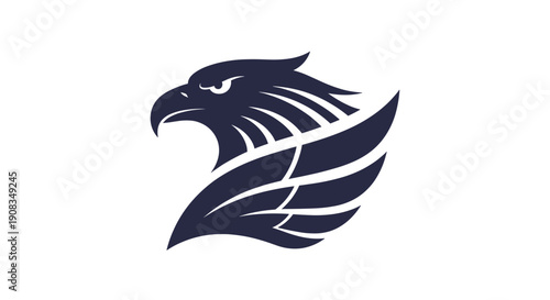 Dark Blue Griffin Silhouette Head on White Background