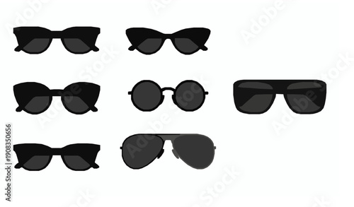 Classic retro sunglasses styles black lens vector illustration