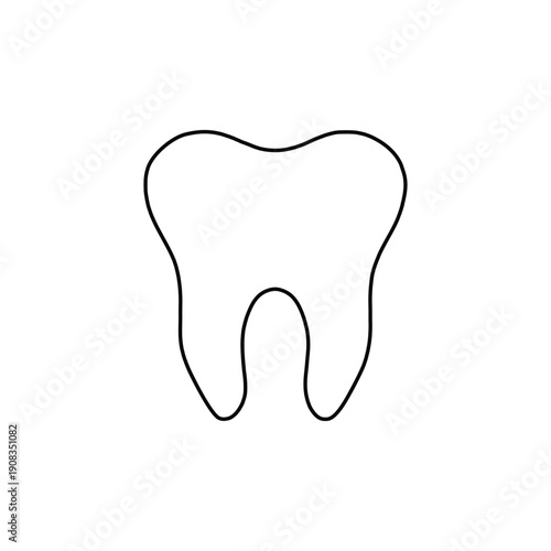 Black outline of a tooth on white background dental 1