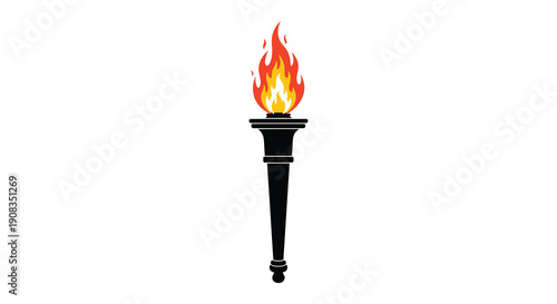 A stylized illustration depicts a black torch with a vibrant flame symbolizing light hope and illumination high quality