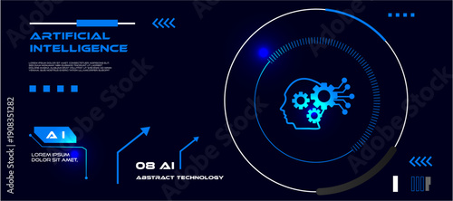 futuristic  Artificial intelligence and  machine learning concept wirh tech background