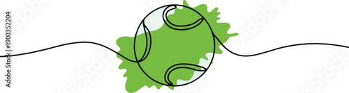 Minimalist One-Line Art Waving Tennis Ball Illustration
