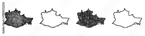 Sketch Oaxaca outline map design set