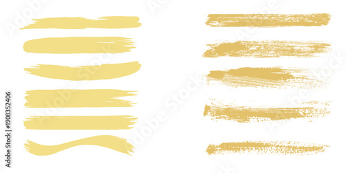 Gold Paint Brush Strokes - Isolated on White  vector illustration
