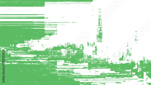 Green and white glitch art design element texture