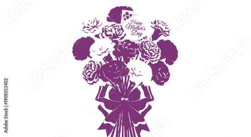 Purple floral bouquet vector illustration, decorative flowers arrangement, gift or decoration element, for card or poster design, Isolated on transparent background, png