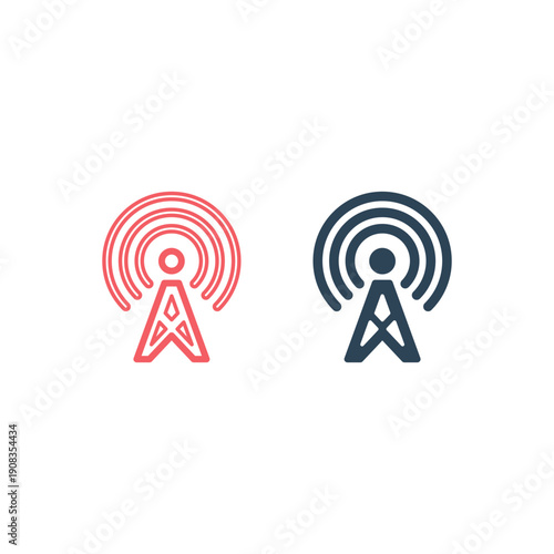 Broadcast, transmitter antenna icons set design vector illustration.