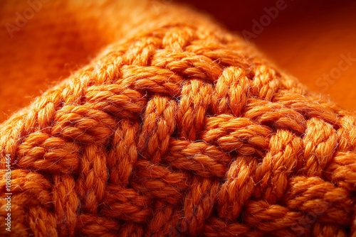 Close-Up of Textured Orange Woven Fabric