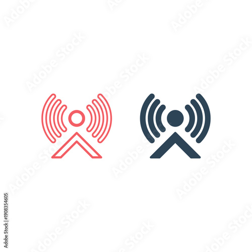 Broadcast, transmitter antenna icons set design vector illustration.