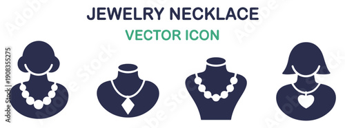 necklace jewelry display icon set
