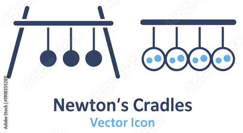newtons cradle physics icon vector