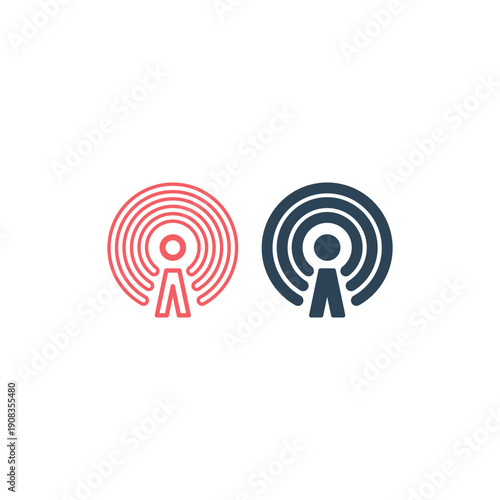 Broadcast, transmitter antenna icons set design vector illustration.