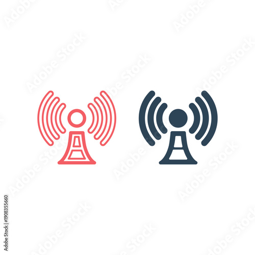 Broadcast, transmitter antenna icons set design vector illustration.