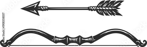 Classic Archery Bow and Arrow Vector Illustration.