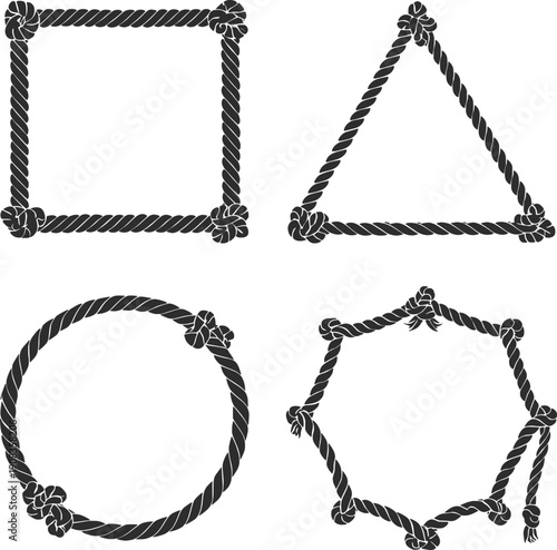 Nautical Rope Knot Frames Geometric Shapes Illustration.