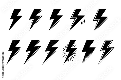 Simple black lightning bolts