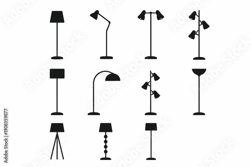 Silhouette collection of various floor lamps and designs