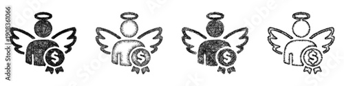 Sketch angel investor icon design set