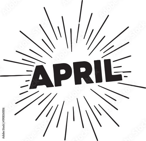 Radiant burst of light with the word april in the center