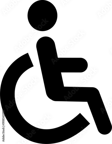 Accessibility Wheelchair User Icon: Simple Black Vector Graphic for Disability Inclusion Signage