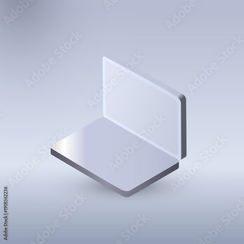 White Isometric Laptop on White Background