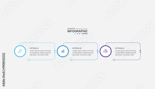 modern design template infographic, 3 step process information or presentation with icons
