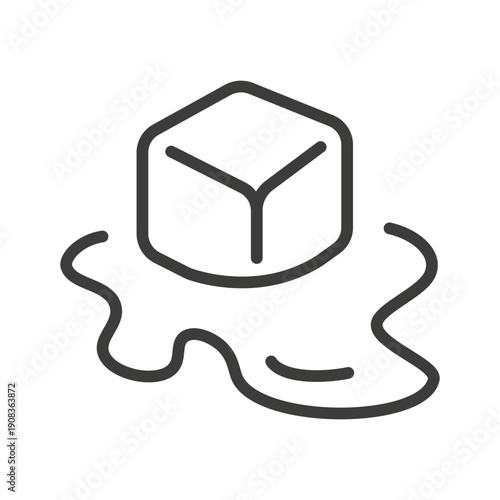 ice melts icon line on white, cold defrosting