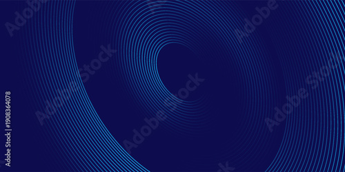 Abstract blue background with glowing curved lines. Shiny blue swirl curve lines design. Spiral lines. Geometric oval pattern. Futuristic technology concept. Vector illustration