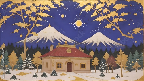 Chinese house in the forest