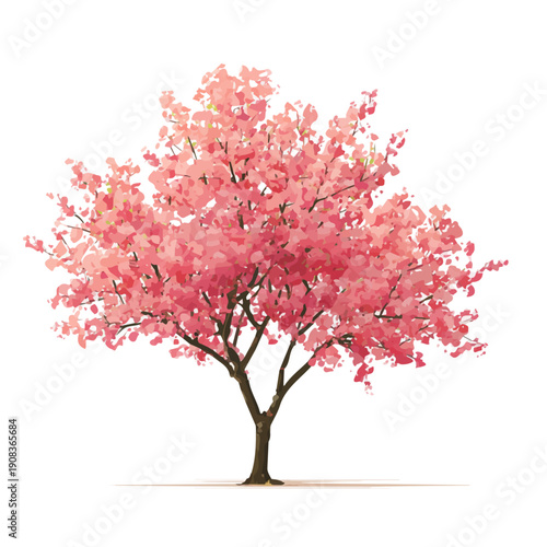 A simple and modern flat 2D vector of a Cherry Tree, isolated on a pure white background.