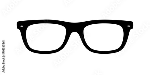 Vector illustration of hipster nerd style black glasses silhouette isolated on white background