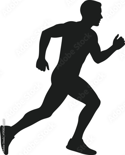 Silhouette of a man running quickly