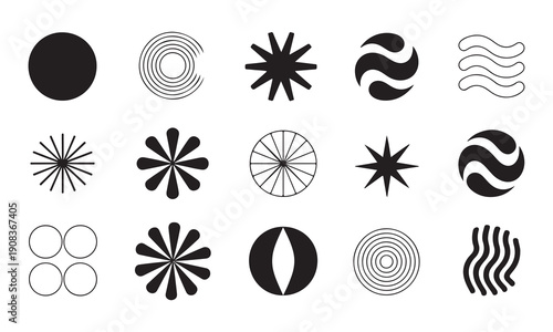 Set of black ink splashes and blots featuring floral vector icons with leaf and butterfly silhouettes for nature-inspired tattoo art and logo design