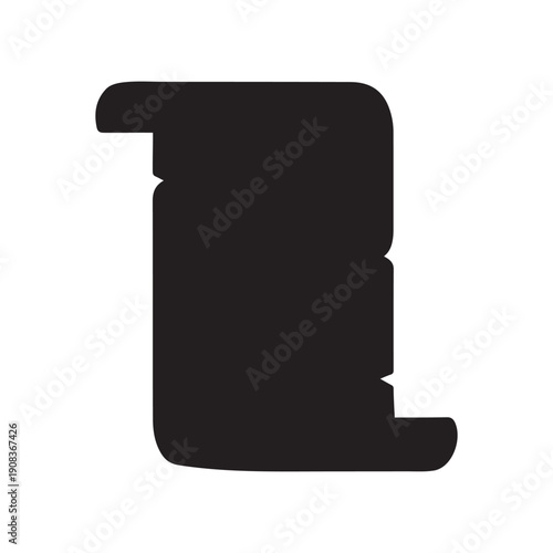 A scroll-shaped letter, symbolizing love messages for Valentine's Day. Vector silhouette.
