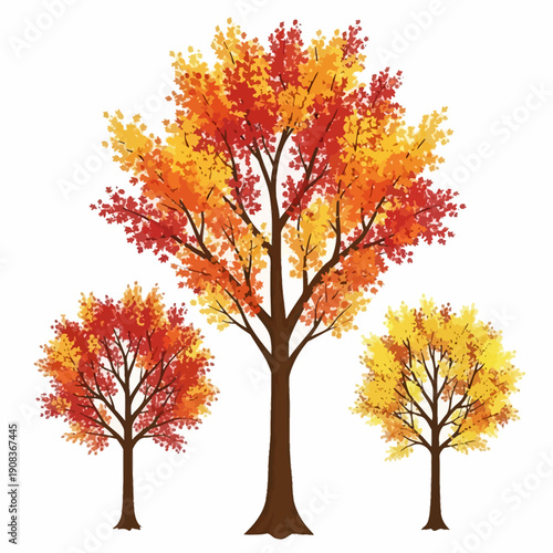 Vibrant Autumn Trees with Red, Orange, and Yellow Leaves