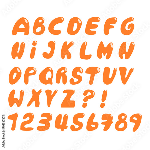 Big bubble letters in orange on a white background, vector illustration
