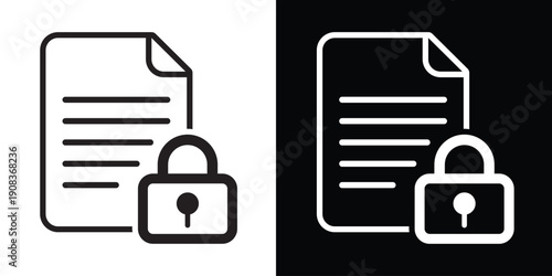 Document file icon with an close padlock symbol. Illustrates data accessibility, decrypted files, information security, and unlocked privacy. Perfect for cybersecurity and software interface themes.