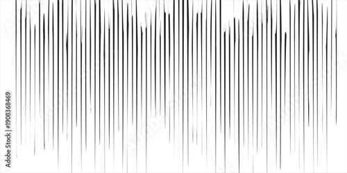 Black radial comics style lines, Straight Vertical Lines, isolated on white background. Speed abstract. Vector illustration