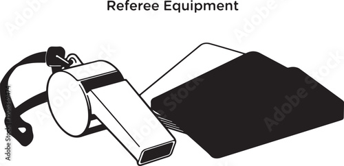 Essential referee equipment including whistle and clipboard for sports officiating