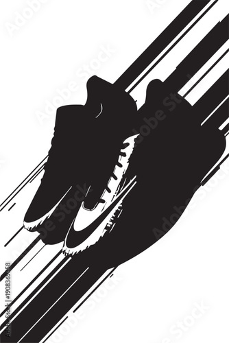 Dynamic illustration of a person skateboarding on a ramp with motion lines.