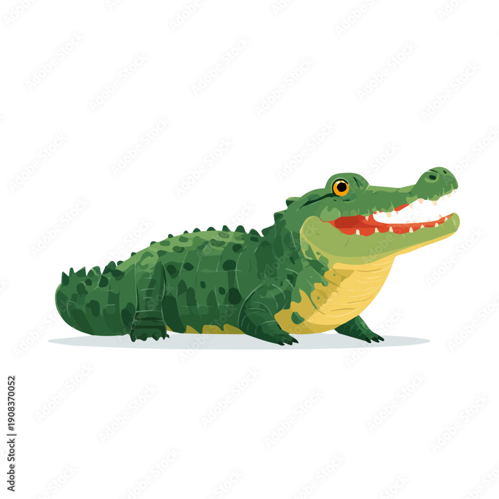 Fototapeta premium Alligator — flat 2D vector artwork created in a clean, modern, and minimal style on white background.