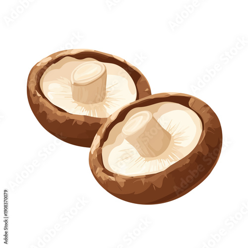A simple and modern flat 2D vector of a Stuffed Mushrooms, isolated on a pure white background.