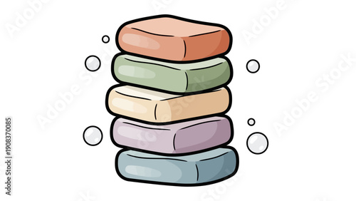 Stack of colorful soap bars illustration.