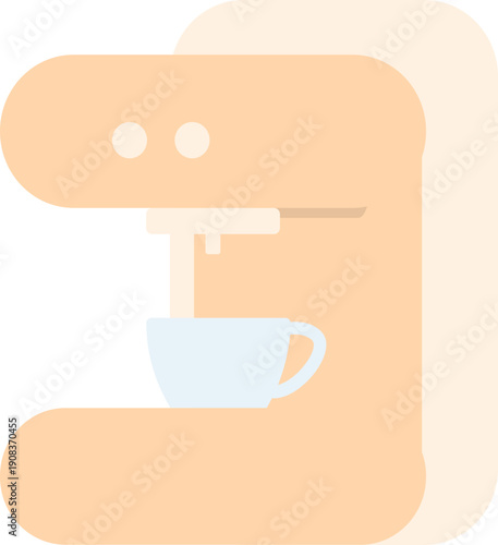 투명 배경의 에스프레소 커피 머신과 머그컵 주방 가전 벡터 일러스트