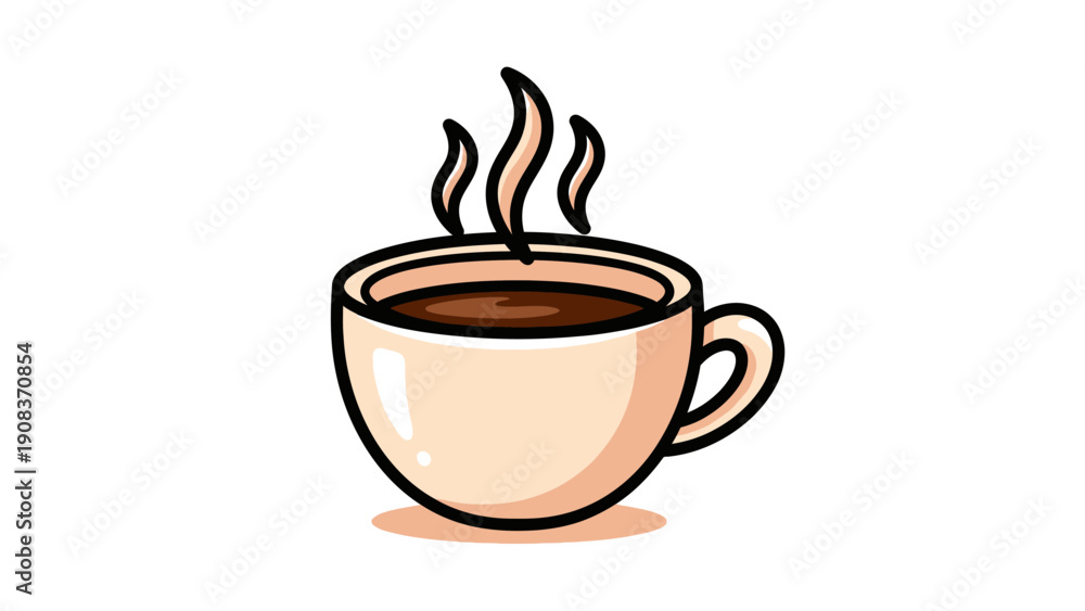 Fototapeta premium Steaming Cup of Coffee Illustration.