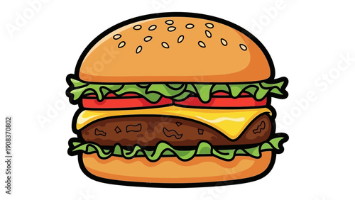 Delicious Cheeseburger with Lettuce and Tomato.