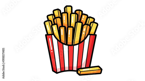 French Fries in Striped Container.